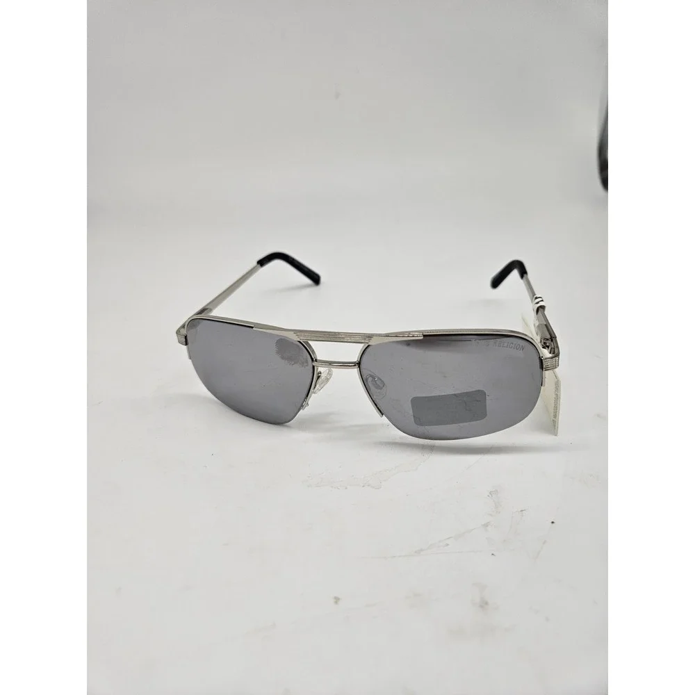 True Religion Silver Mirrored Lens Aviator Sunglasses